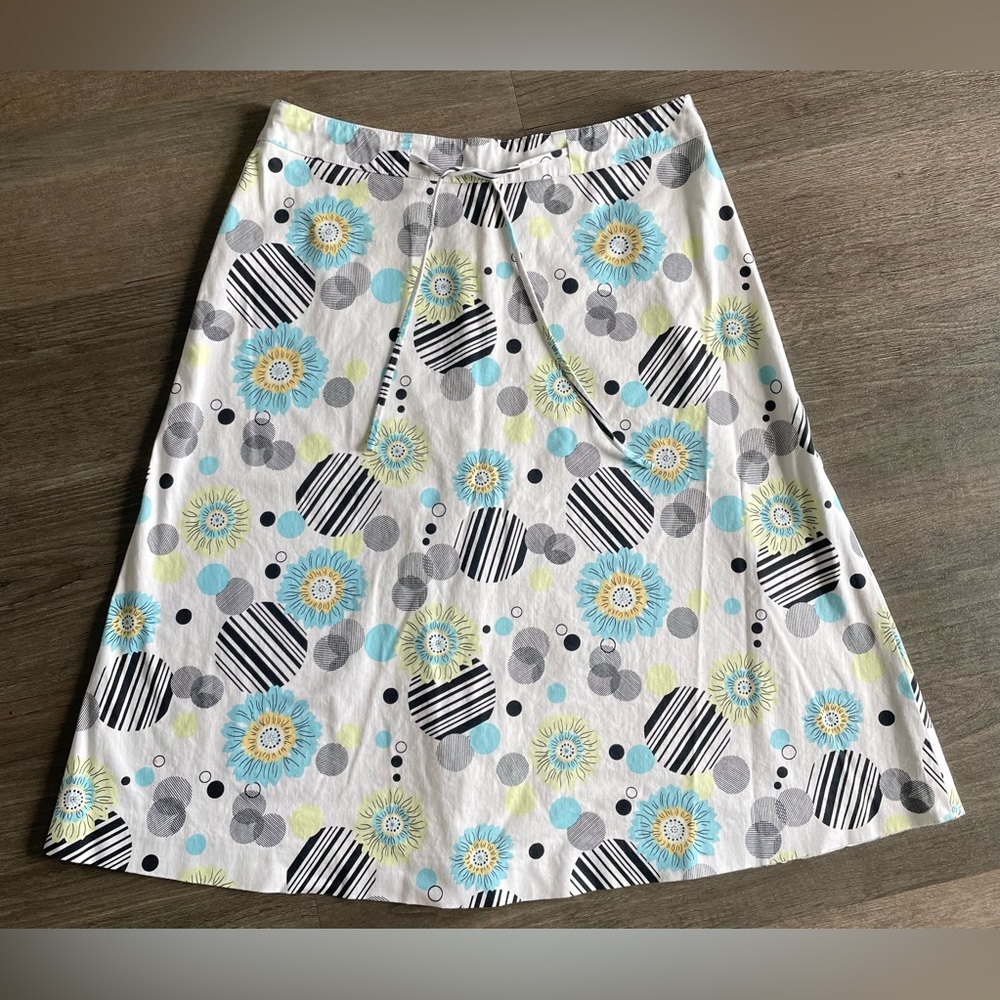 Vintage Talbots A Line Midi Skirt Womens 8 Stretch Floral Cotton Blend Floral